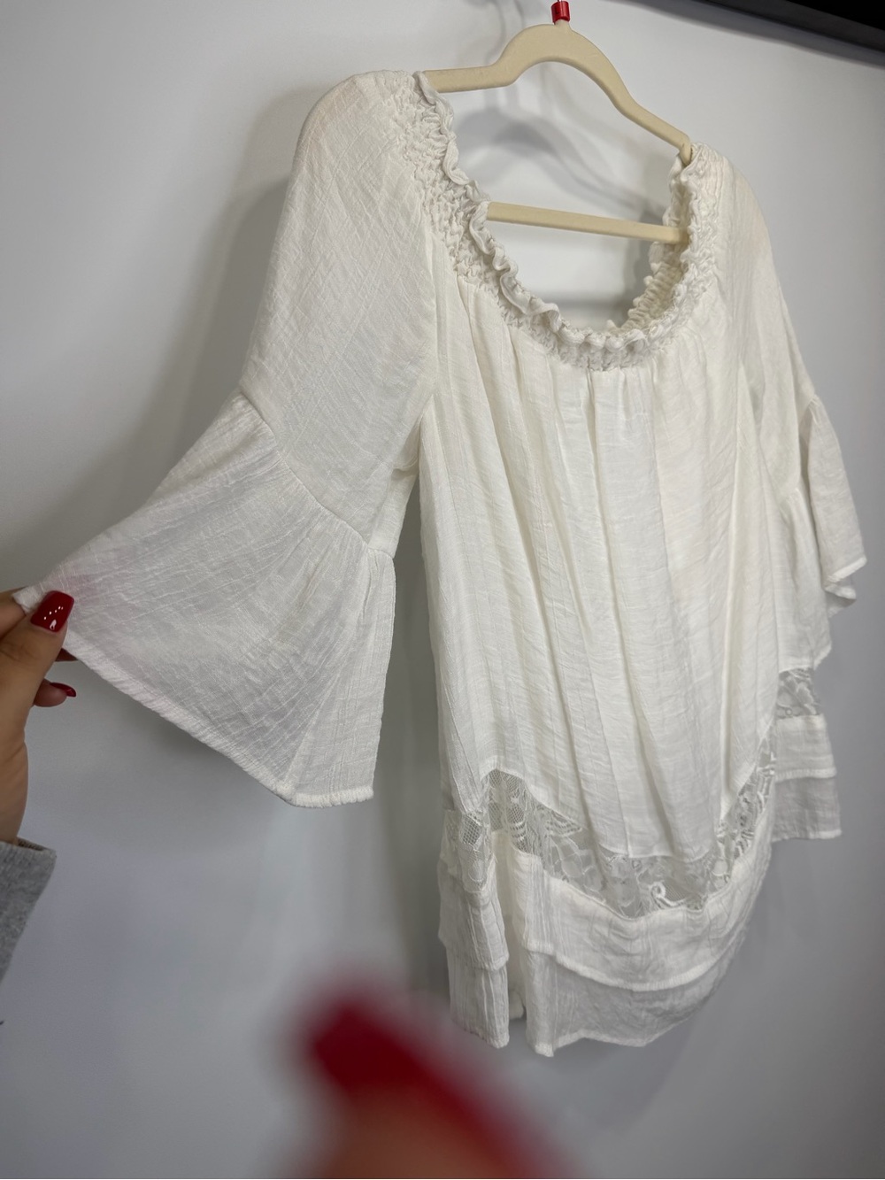 Thalia Sodi Boho White Lace-Trim Peasant Blouse - Picture 4 of 11
